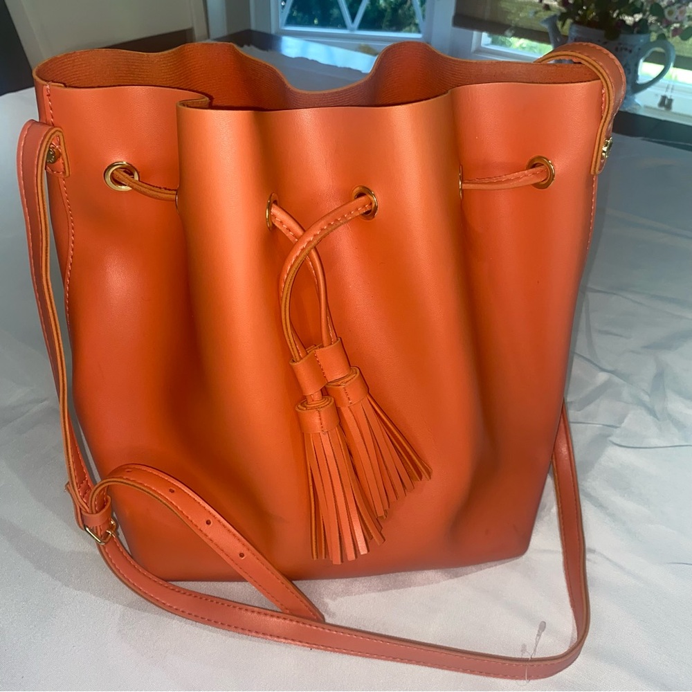 Steve Madden Salmon Color Shoulder Bag with Drawstring Tassels